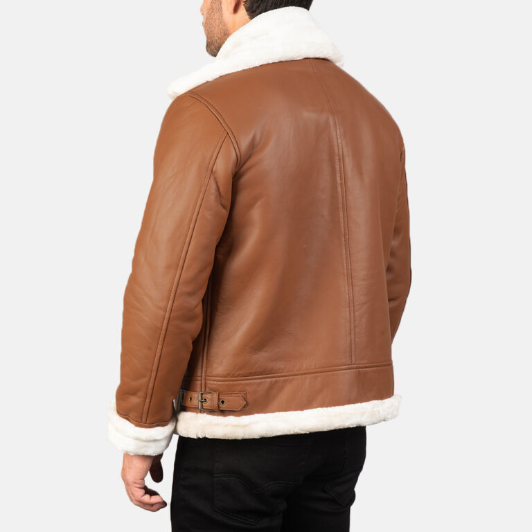 Mens Francis B-3 Brown Leather Bomber Jacket7790-8-1577867098923